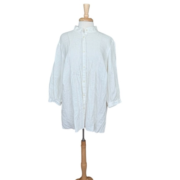 Ralph Lauren Bone White Casual Button Down Linen 3/4 Sleeves Shirt 2X - Picture 1 of 6